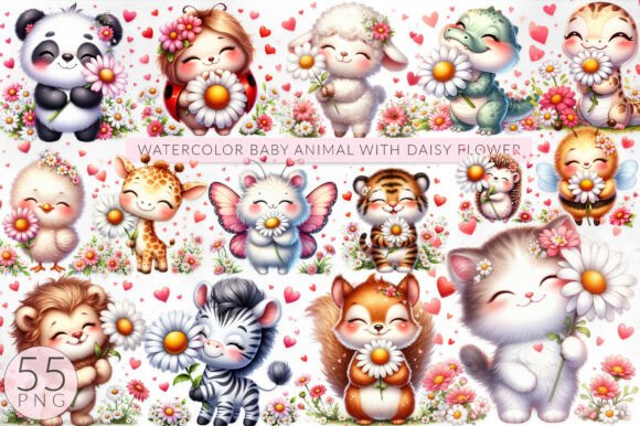 55 Baby Animal Watercolor Nursery Clipart: A Designer's Toolkit