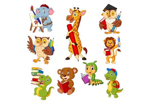 Animal Students Clipart Set: A Designer's Toolkit for Whimsy