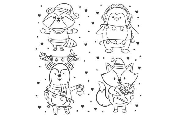 Christmas Animal Character Collection: Festive Vector Art