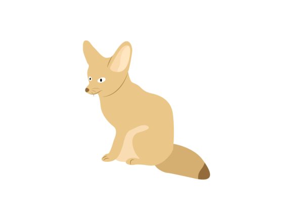 The Enduring Charm of the Fennec Fox Facing Left Animal Illustration