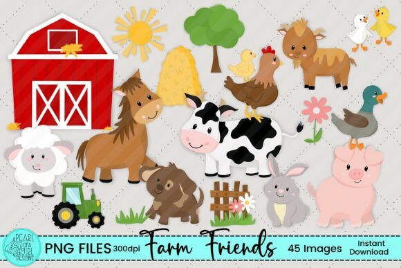 Unlocking Rustic Charm: The Farm Animal Clipart Bundle, PNG